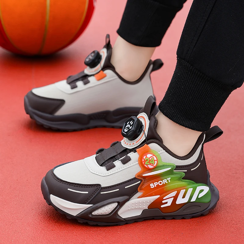 

Autumn Childrens Boy Sneakers Pu Leather Fashion Soft Kids Sports Shoes Luxury Outdoor Nons-lip School Running Boys Basketball