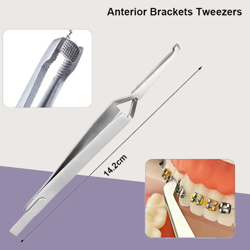 

1/3PCS Dental Bracket Tweezers Orthodontic Reverse Action Serrated Stainless Steel Dental Tools