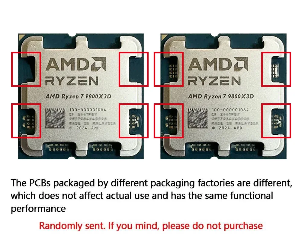 معالج AMD Ryzen 7 9800X3D 4.7 جيجا هرتز 8-Core 16-Thread L3=96M 4NM DDR5 R7 9800X3D مقبس 120 وات AM5 بدون مروحة