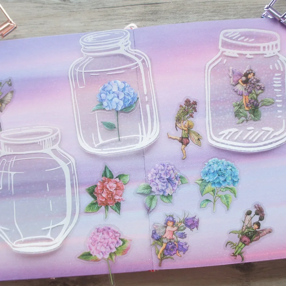 

38pcs Elves and Flowers in The Wishing Bottle Style PVC Sticker Scrapbooking DIY Gift Packing Label Decoration Tag