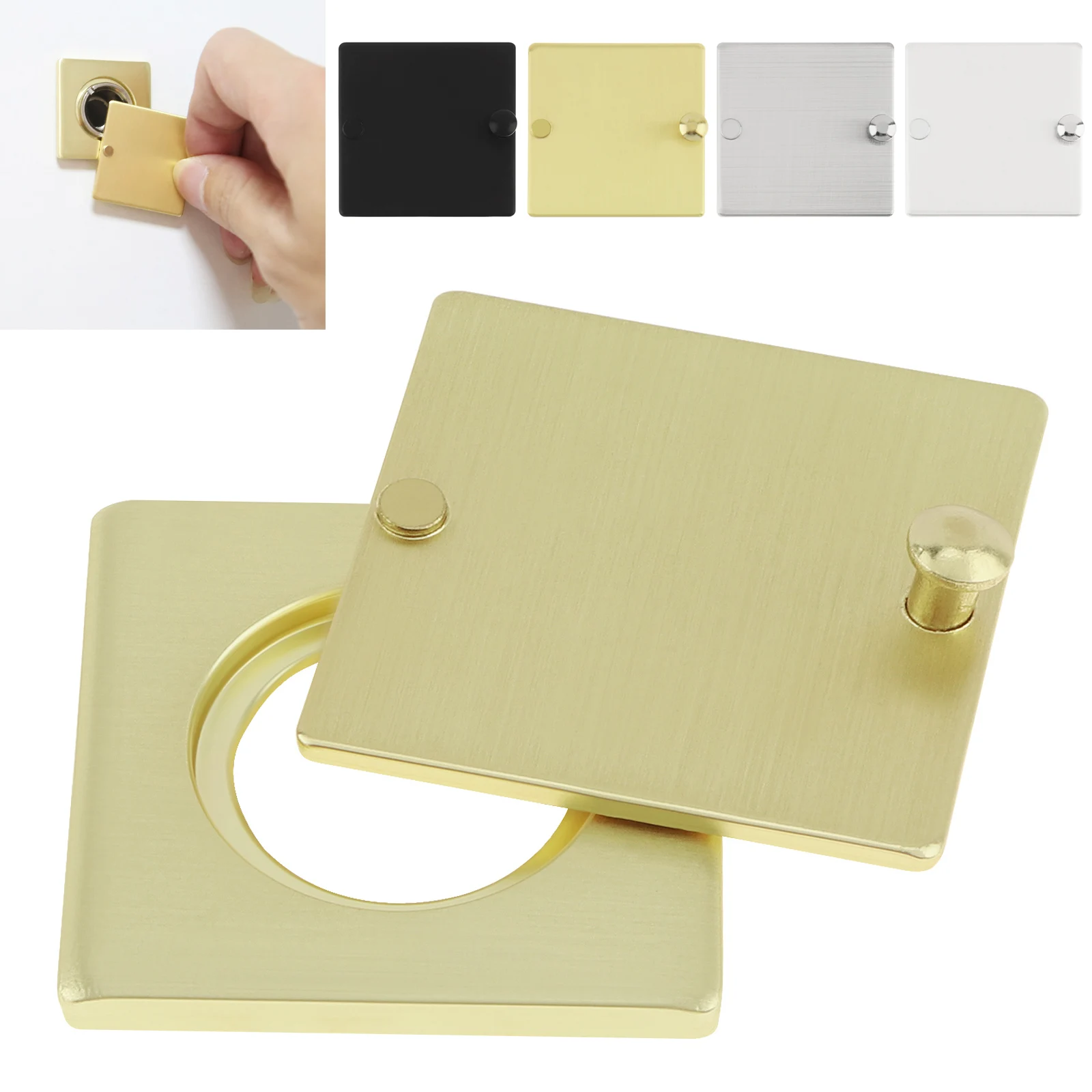 Stainless Steel Square Privacy Door Viewer Peephole Cover for 5/8 inch Diameter Door Peephole with Installation Tools