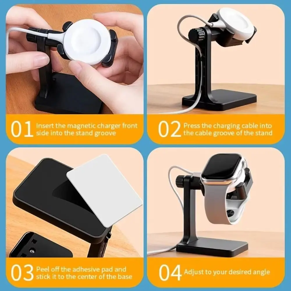 Adjustable Smartwatch Charging Stand Anti Slip Pad Rotatable Watch Charging Dock Holder Retractable Flexible