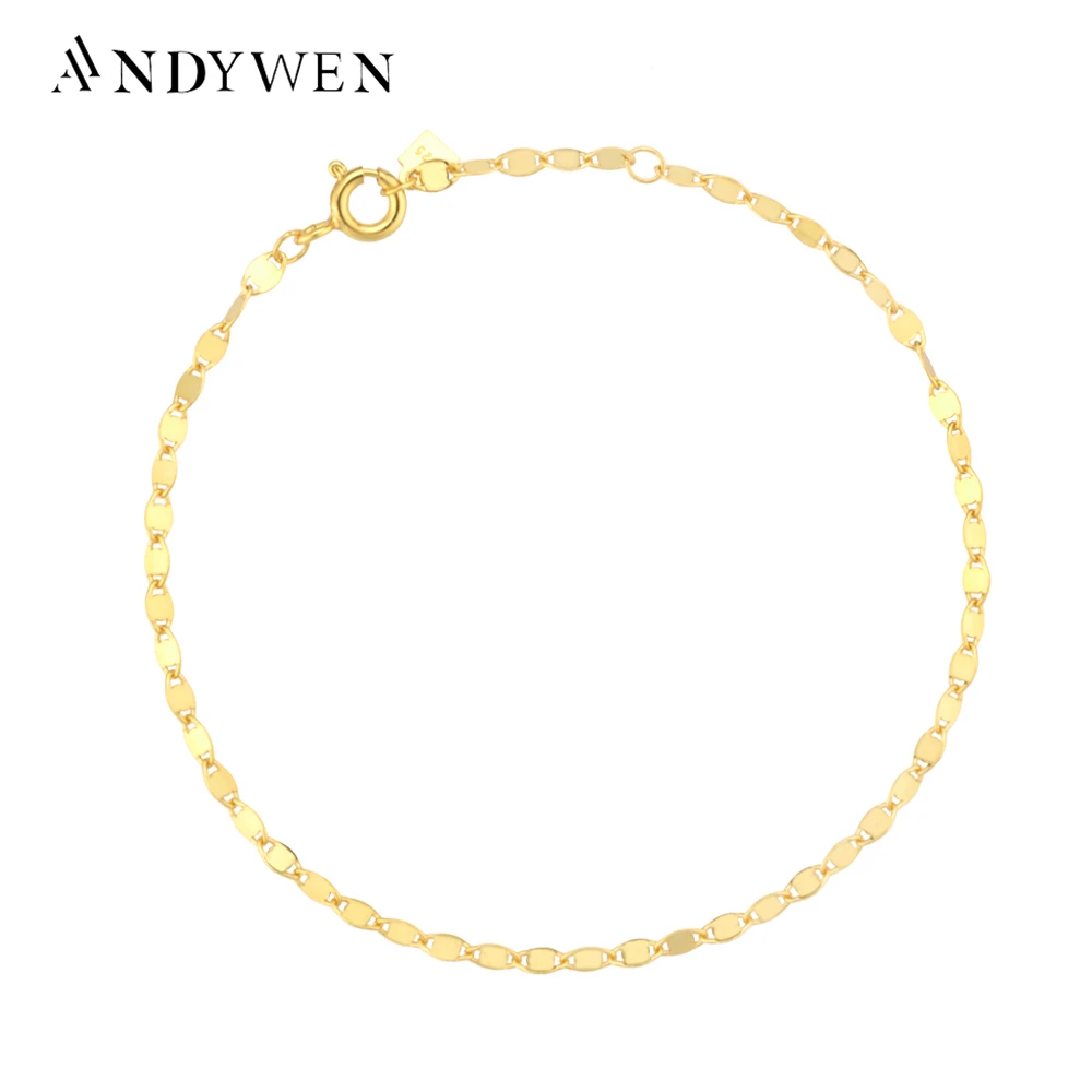 ANDYWEN 2020 New 925 Sterling Silver Gold Locker Chain Bracelet Women Luxury Women Wedding Jewelry Rock Punk Fashion Fine Jewels