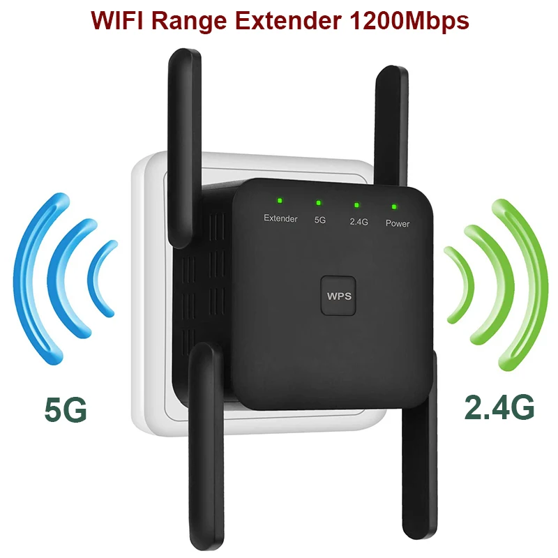 

5G WiFi Repeater Wifi Extender Amplifier Signal Network Wi-fi Booster 1200Mbps 5 Ghz Long Range Wireless Wi-fi Repeater