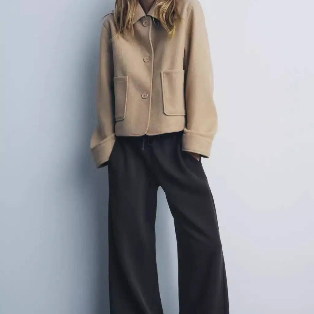

Autumn Winter New Arrival Women's Commute Versatile ket Decor Soft Collar Long Sve Coat Straight Cut Regular Sve Length
