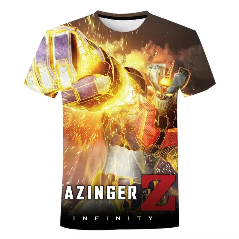 Camisetas con estampado 3D de Anime Mazinger Z para hombre/mujer, moda informal, ropa de calle de gran tamaño con personalidad Harajuku, ropa Unisex para niños
