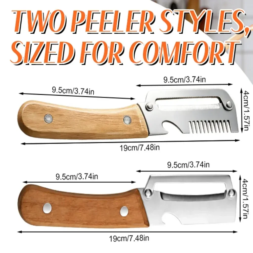 Multi Functional Vegetable Peeler Stainless Steel With Wooden Handle Fruit Potato Slicer Bottle Opener Kitchen Peeling Tools