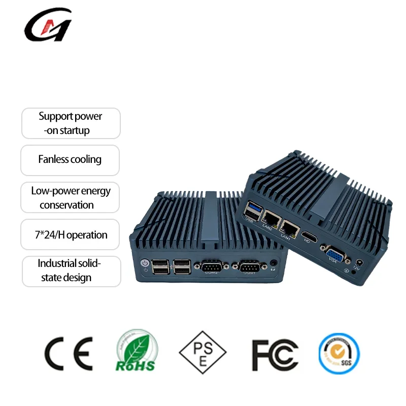 New Fanless Embedded Computer In tel Core I5 1135G7 Windows 11 SSD Quad Core Dual LAN 6 COM Port RS485 Automation Industrial PC