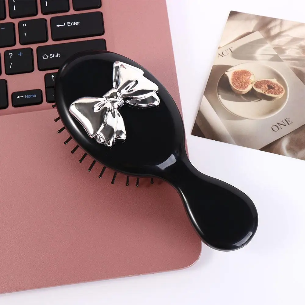 الكورية نمط 2 في 1 مشط مرآة مجموعة خروف دائم Bowknot كيس الهواء مشط الشعر ماكياج أداة مرآة الجيب