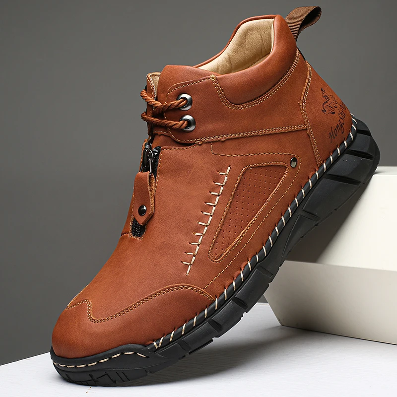 

Мужские ботинки ручной работы, повседневная обувь больших размеров, удобные мягкие ботильоны, уличные нескользящие износостойкие ботинки, новинка 2026 года, люксовая обувь