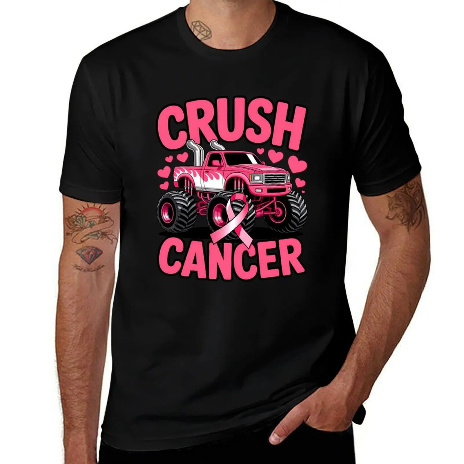 

Crush Breast Cancer Awareness Truck розовая футболка для женщин и мужчин для мальчиков, дизайнерские рубашки, футболки, мужская футболка