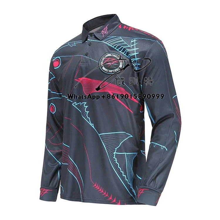 

Fishing Shirts Color UV Protection Long Sleeve Custom Design Wholesale Black Sportswear Men Sublimation Print Digital Print