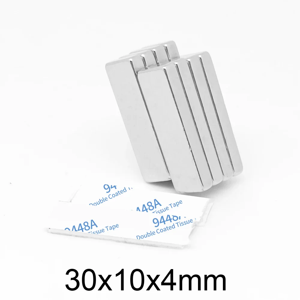 2/5/10/20/30/50PCS 30x10x4 Block Search Magnet Two Side With 3M Tape 30x10x4mm Quadrate Rare Earth Neodymium Magnet 30*10*4 image 2