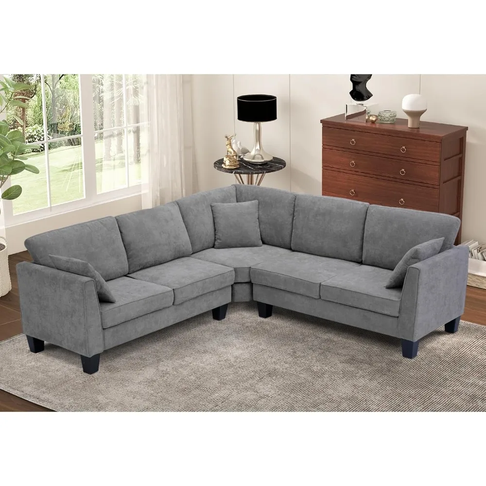 Convertible sectional sofa L-shaped sofa for living room, reversible sectional corner sofa Small L-shaped  , grey