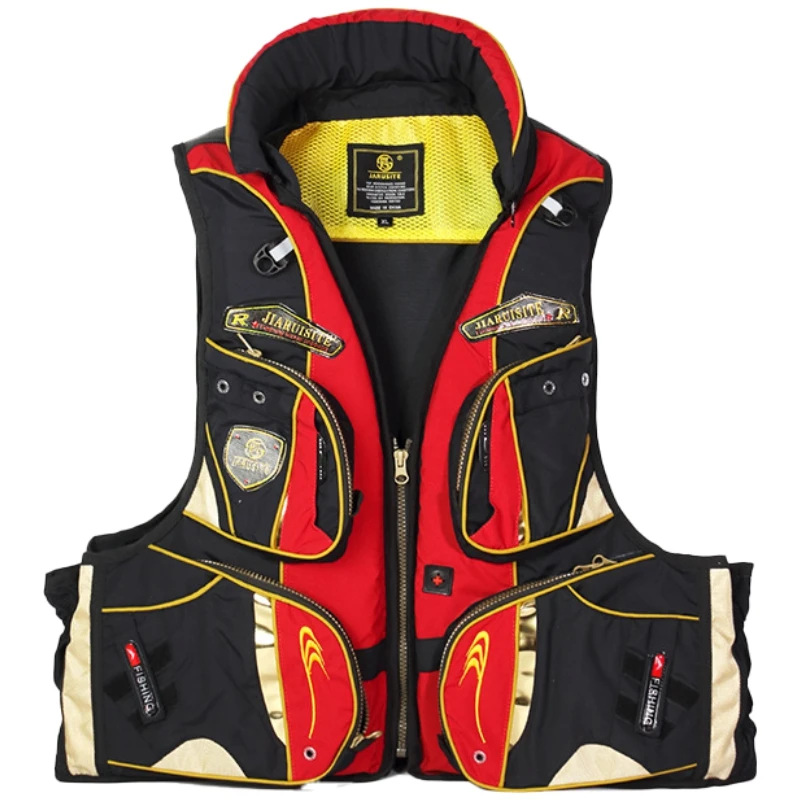 

Professional Fishing Life Jackets Brand Life Vest with Detachable EPE Foam 250lbs High Buoyancy Big Pocket Whistle Surf 400D