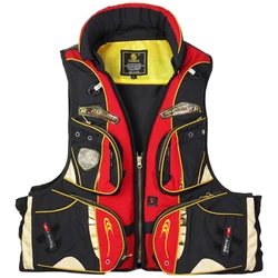 Professional Fishing Life Jackets Brand Life Vest with Detachable EPE Foam 250lbs High Buoyancy Big Pocket Whistle Surf 400D