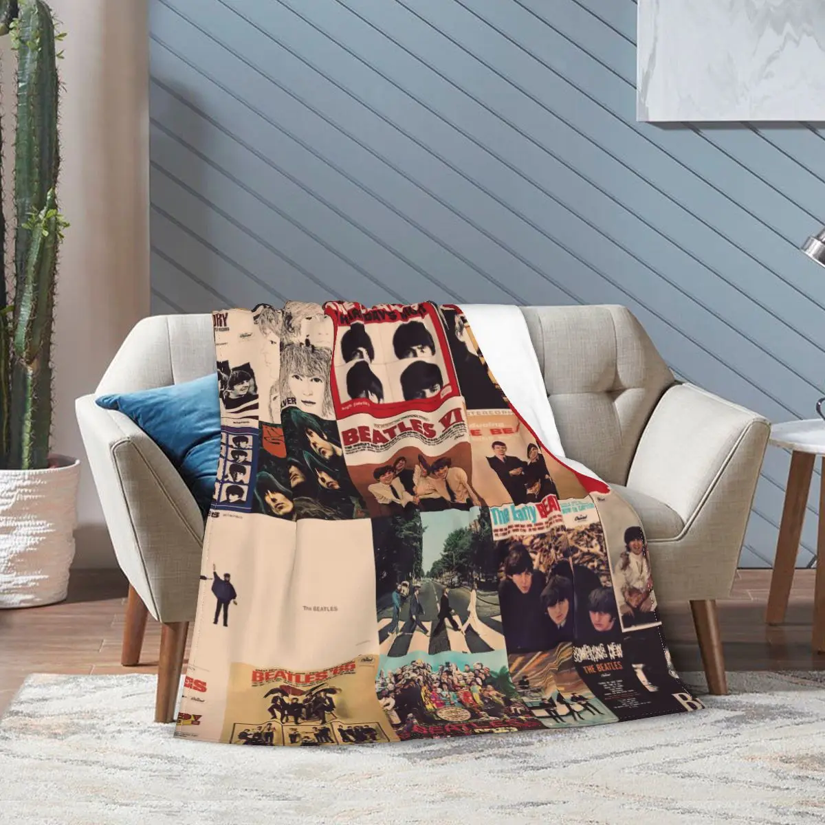 Harajuku The Beatle Memebers Art 1 Blanket Soft Warm Flannel Throw Blanket Bedding for Bed Living room Picnic Travel Home Couch