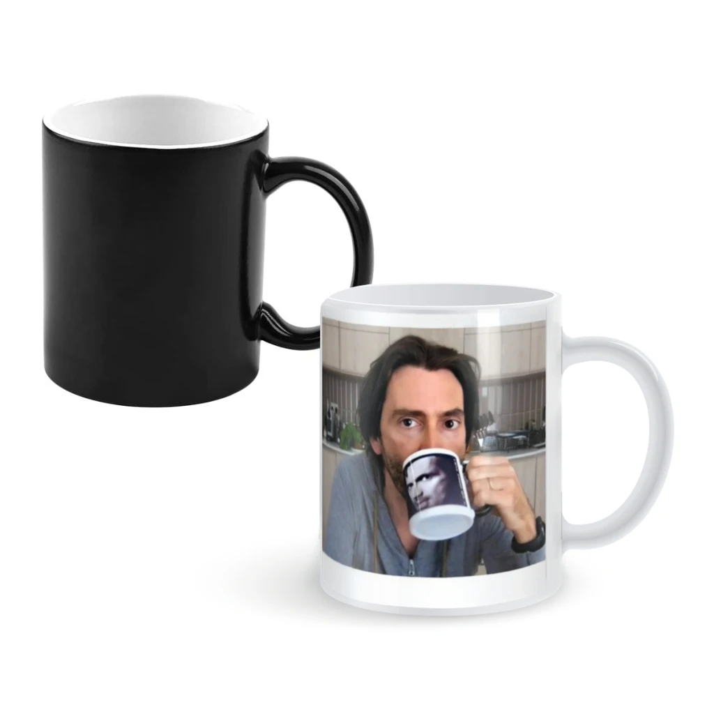 1pc 11oz David Tennant Staged (left handed) Personality Color Changing Heat Sensitive Mugs Blank Coffee Mugs Magic Drinking Cup