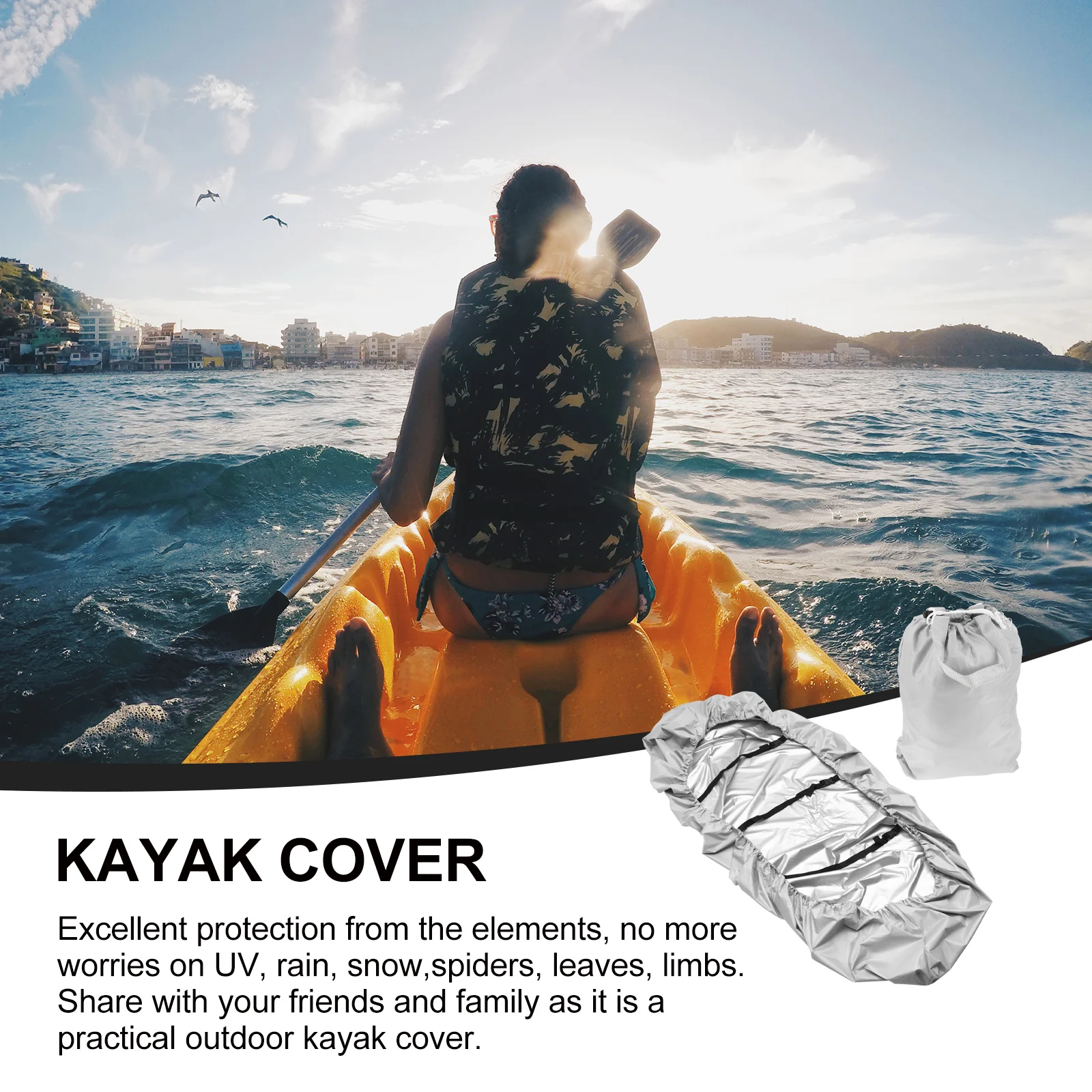 

Kayak Cover Kayaks for Canoe Water Proof Oxford Cloth 420d Painted Silver Gray Boat Protective