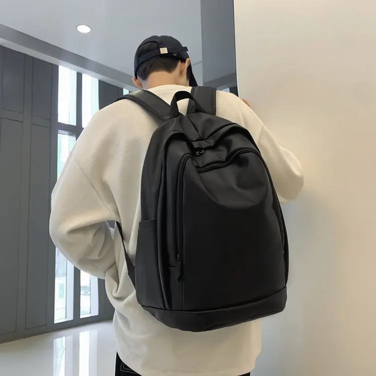 Harajuku ulzzang Style College Book Backpacks Retro Coffee Black Gray Soft PU Large Capacity Backpack Teenager Boy Girl Rucksack