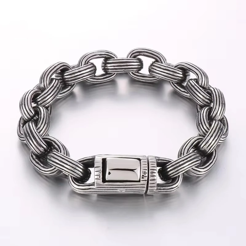 

13mm Stainless Steel Miami Cuban Thick Choker Necklace Punk Charm Chunky Heavy Metal Necklace Bracelet for Men Jewelry