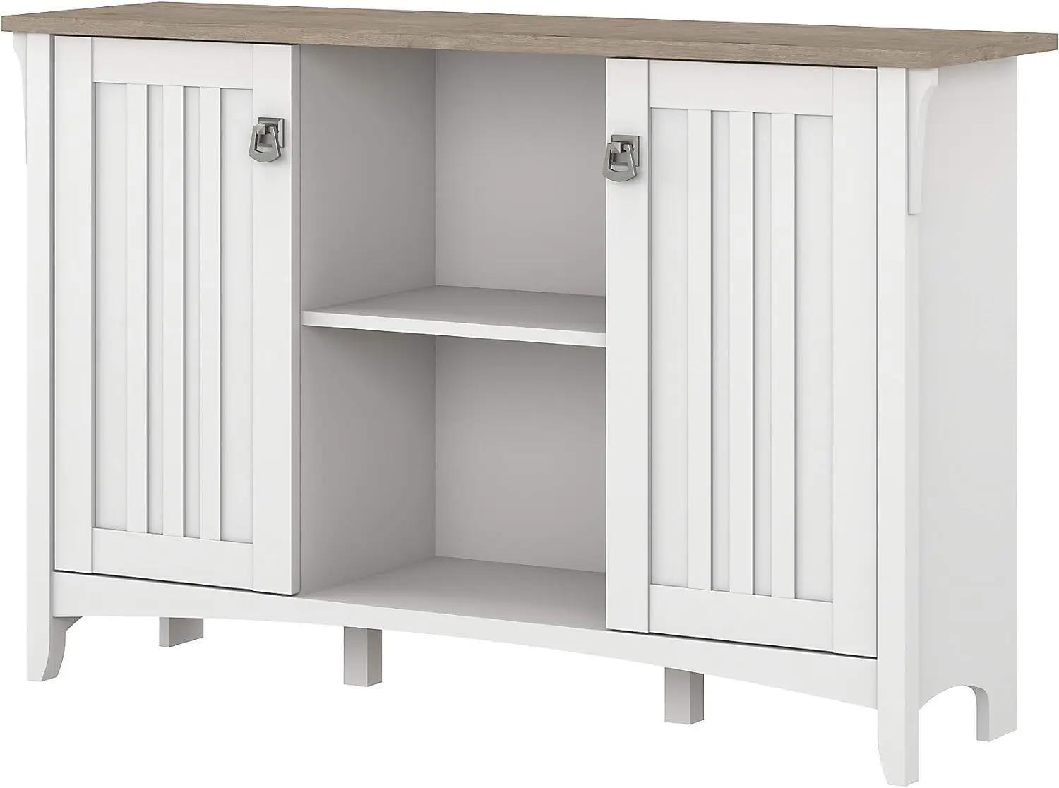 New Furniture Salinas Accent Storage Cabinet with Doors in Pure White and Shiplap Gray