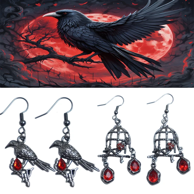 Pendientes colgantes góticos con forma de espina y rosa para mujer, aros para las orejas de cuervo, joyería Punk para chica gótica, accesorios para fiesta de Halloween, pendiente de regalo
