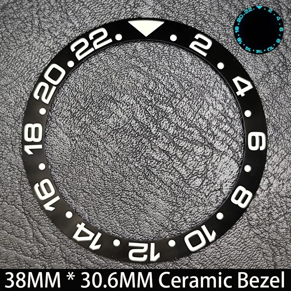 Schräge 38mm * 30,6mm Keramik/Aluminium Blau Leuchtende Lünette GMT und Taucheruhr-Einsatz Passend für 40mm Uhrengehäuse Ersatz-Uhrenteil – Detail 14