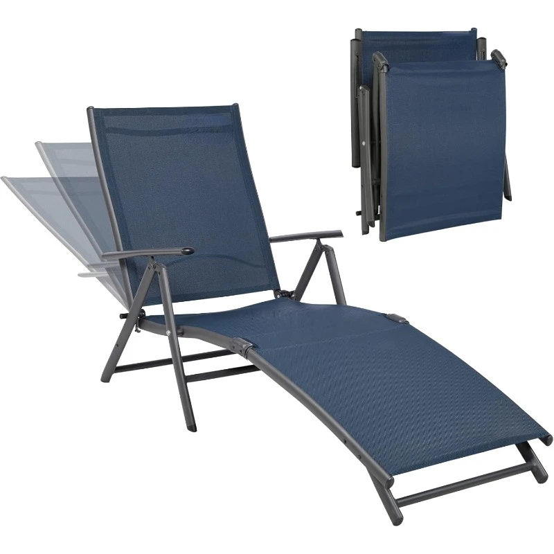 

Outdoor Chaise Lounge Chairs for Outside, Aluminum Patio Lounger Pool Furniture Adjustable Folding Recliner Chair for Beach