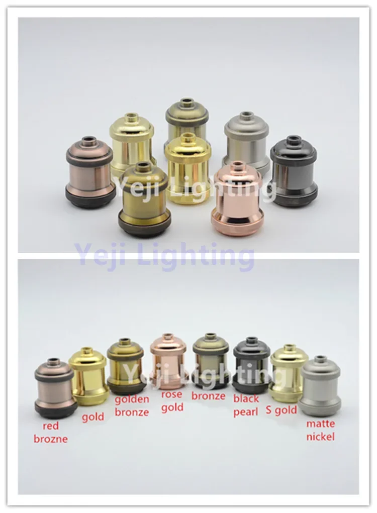 Decorative Colorful  green brozne Lamp holder Edison retro Aluminum cap socket E27 Led bulb Tube light Lighting accessories