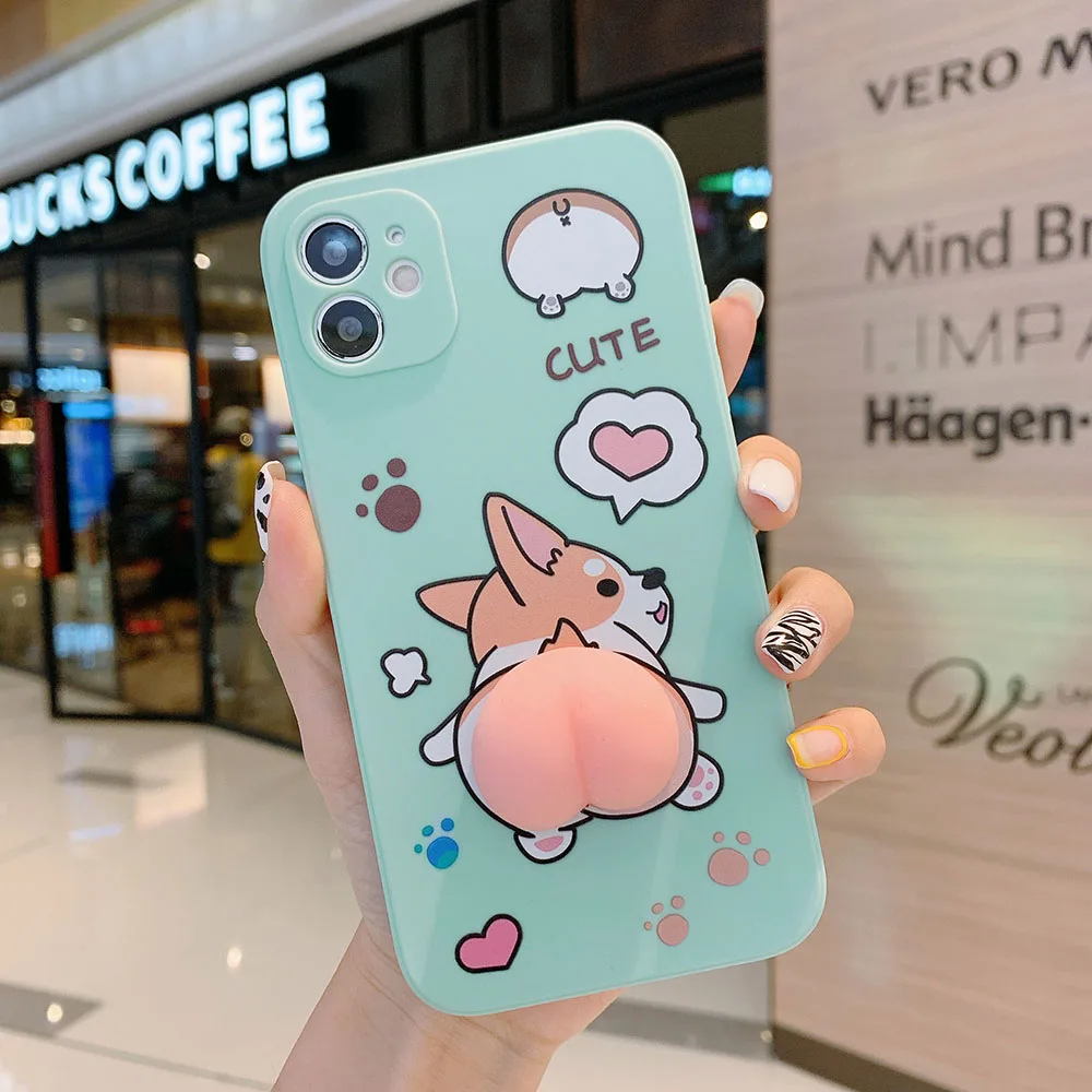 Cartoon Peach Corgi Dog glutei custodia per telefono per Samsung Galaxy A33 A34 A42 A50 A51 A52 A53 A54 A7 2018 A71 A72 A73 5G Soft Cover