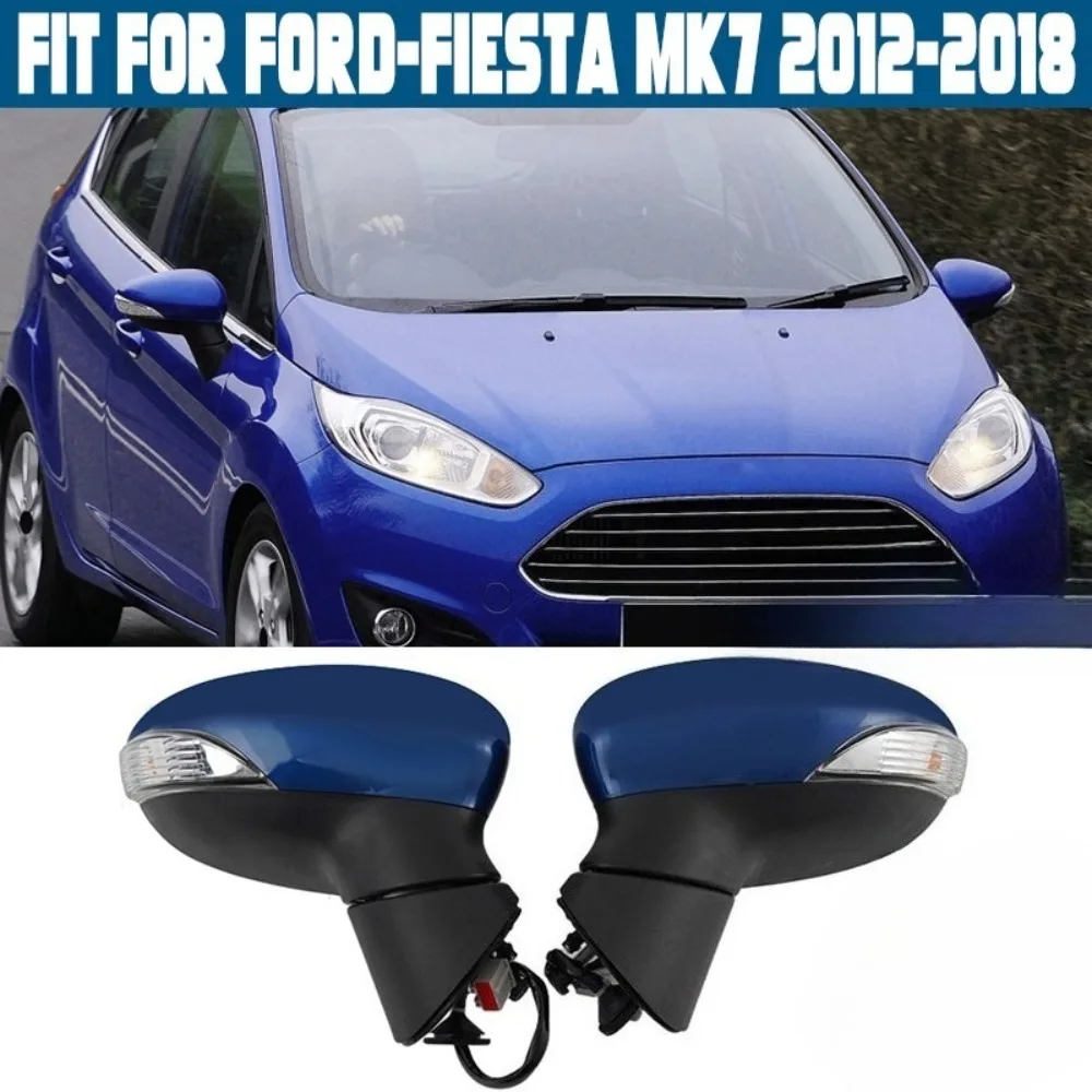 For Ford Fiesta Mk7 2012-2018 Blue 6 Pin 10 Block Manual Fold Wing Mirror Electric Heated Brand New High-Quality Mirror Assembly