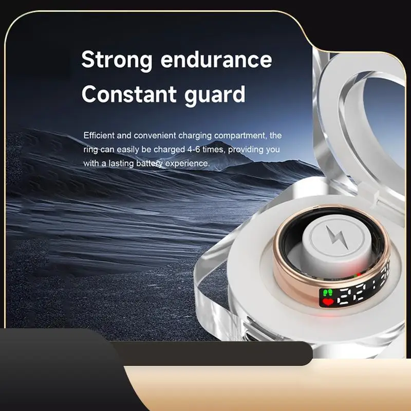 

Smart Ring RS08 Heart Rate Health Monitor 5ATM Waterproof Multi Sport Modes Blood Oxygen Tracker With Charge Compartment 11-T44C
