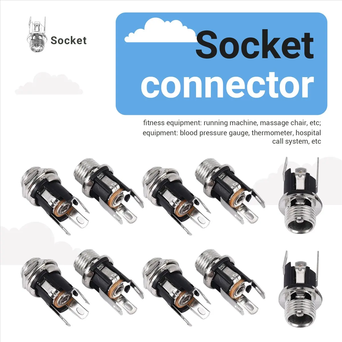 

Разъем питания A32M, 10 шт., гнездовой, для панельного монтажа, 5.5x2.1мм, новый