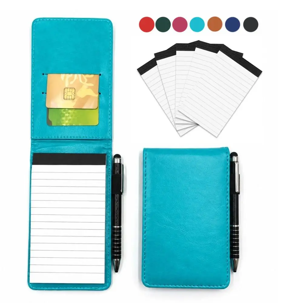 Multipurpose A7 Notebook With Pen Card Cover Business Notepad Leather Hard Cover Thickened Time Management Jotter Office