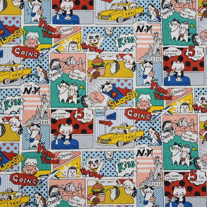 

Cartoon Stories Cat Printed Canvas Fabric Polyester Cotton High Quality Curtains Sofa Pillow Cushion Tablecloth DIY Design Cloth