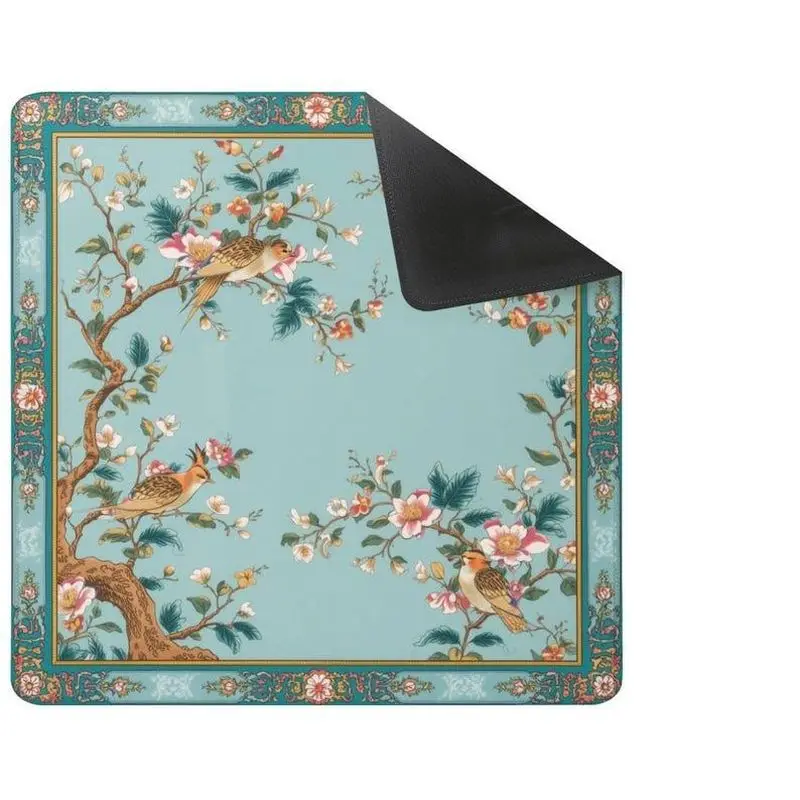 VIKAMA Oriental Bird Blossom Mahjong Mat Anti Noise Non Slip Rubber Pad Portable Washable American Mah Jongg For Ladies Party