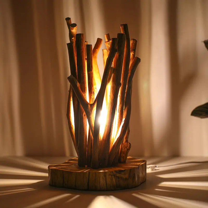 

Nordic original tree branch lamp bedroom bedside lamp homestay decoration solid wood LED retro creative desk lamp