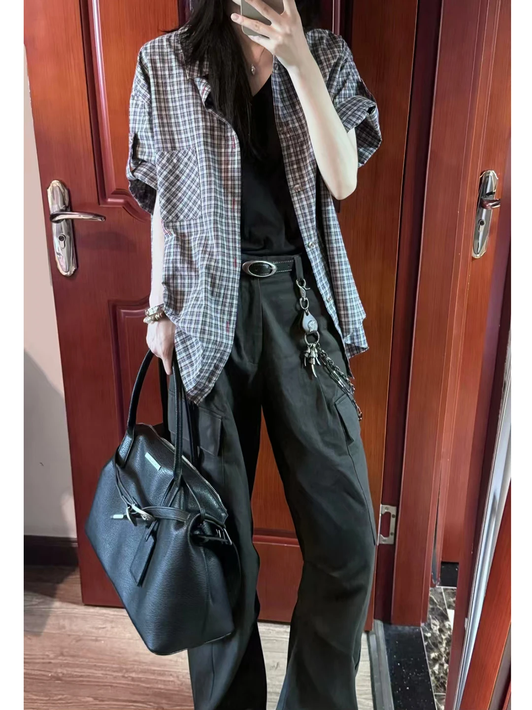 

Японская художественная клетчатая рубашка с коротким рукавом, свободная тонкая верхняя одежда для мужчин и женщин, летняя, в студенческом стиле, Haome Sun Pro...