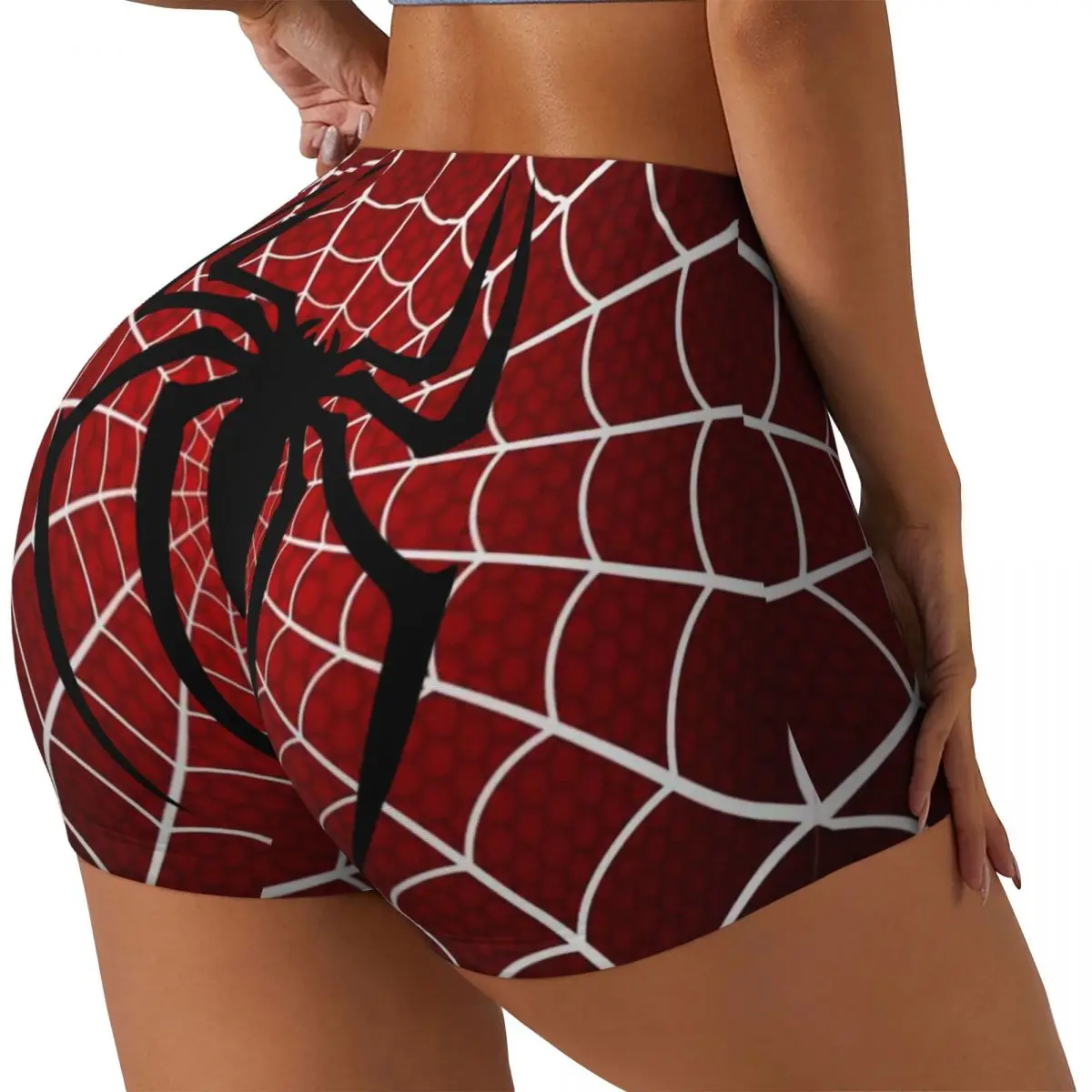 Custom Spider Man Cartoon Superhero Gym Running Volleyball Shorts Women's Workout Yoga Shorts