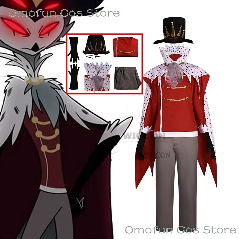 

Anime Boss Hasbin Cosplay Helluva Stolas Costume Hat Cloak Suit Uniform Halloween Party Clothes Set adult men costume hazbin