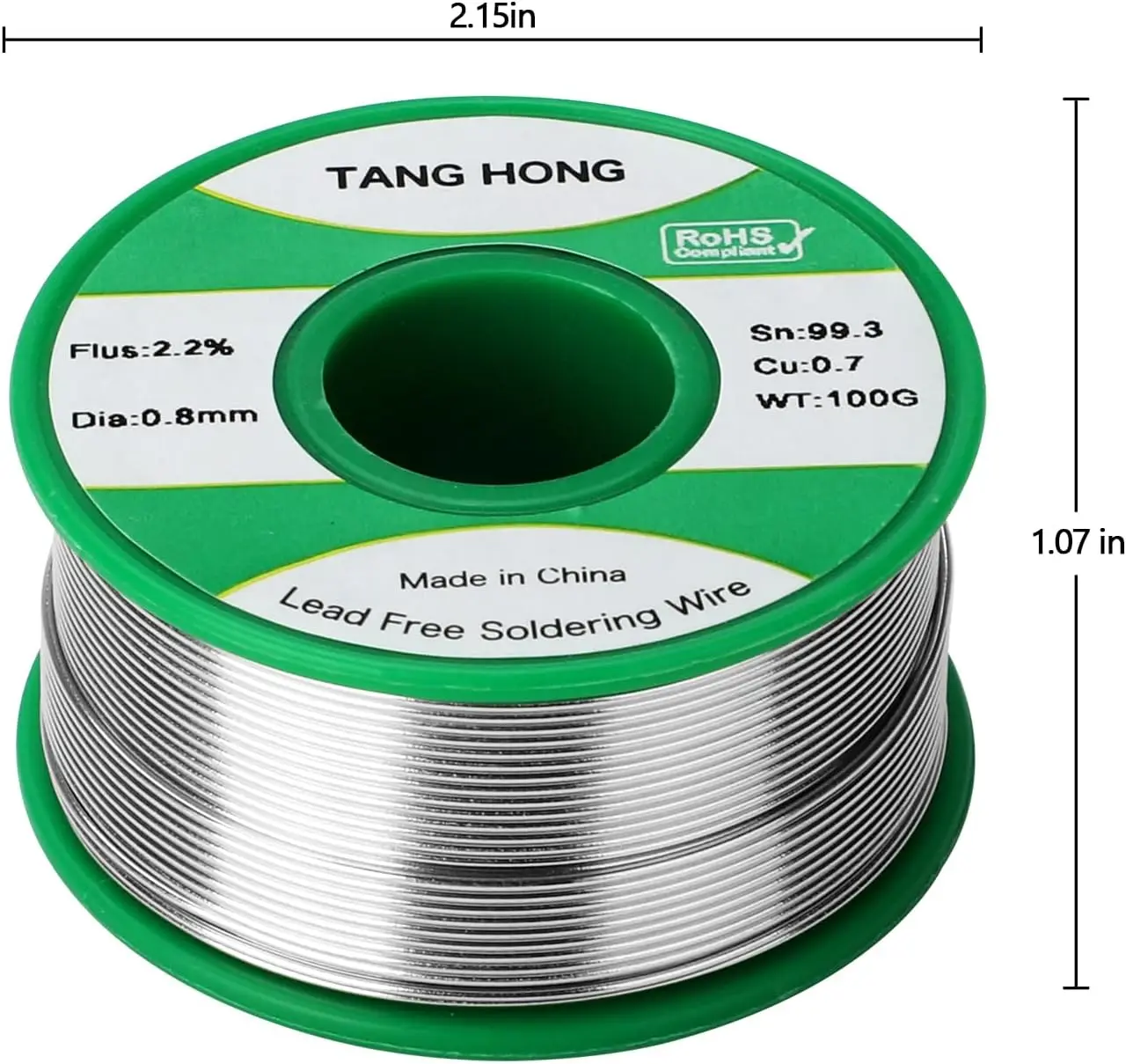 TANGHONG Fio De Solda Sem Chumbo, Ferro De Solda Elétrica, Reparação De Solda, Contendo Rosin Tin Wire, Sn99.3Cu0.7, 50g, 100g, 0.5, 0.6, 0.8