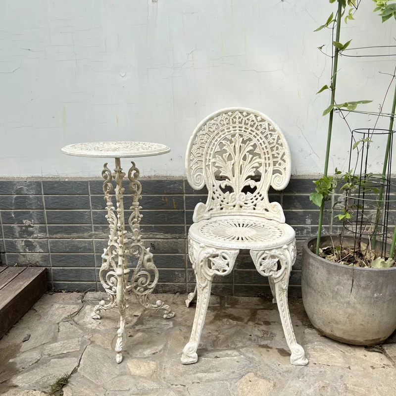 French country retro old cast iron garden chair terrace decoration single leisure chair