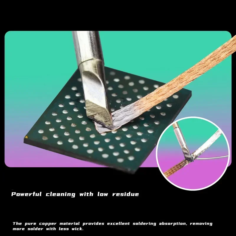Ycs 2020 5 peças pavio de solda de camada dupla para solda pcb bga baixo resíduo calor condutor desoldering trança fio de remoção de estanho