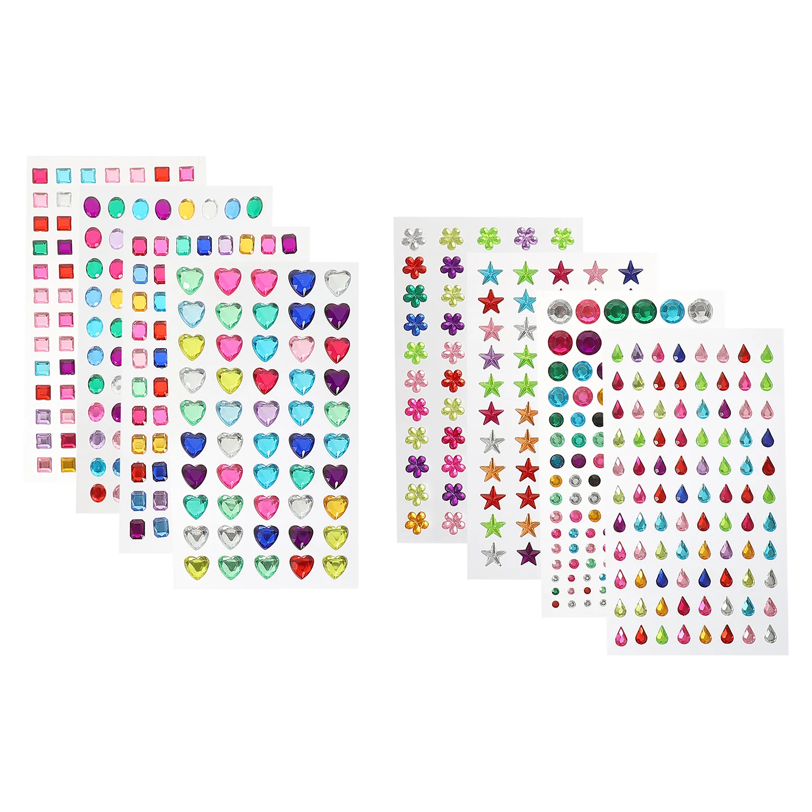 

8 Sheets Crystal Stickers Plastic Durable Multi-Function Rhinestone Stickers for Scrapbook Phone Case DIY Crafts Decoration
