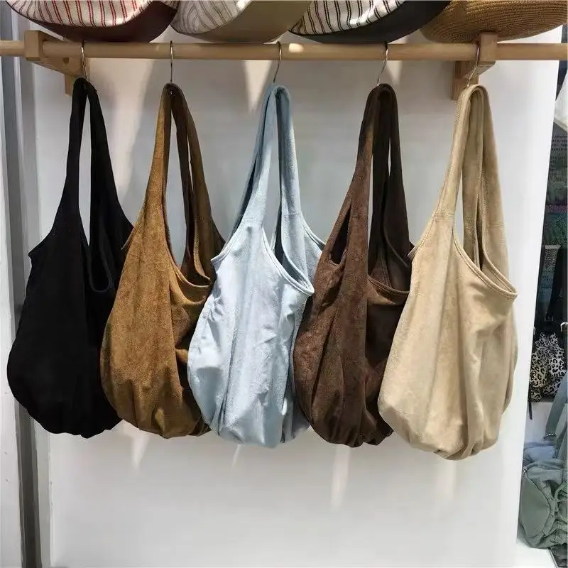 

Retro Faux Velvet Casual Women's Bag Simple Sli Underarm Tote Bag Versatile Handbag for Young Women Daily Use