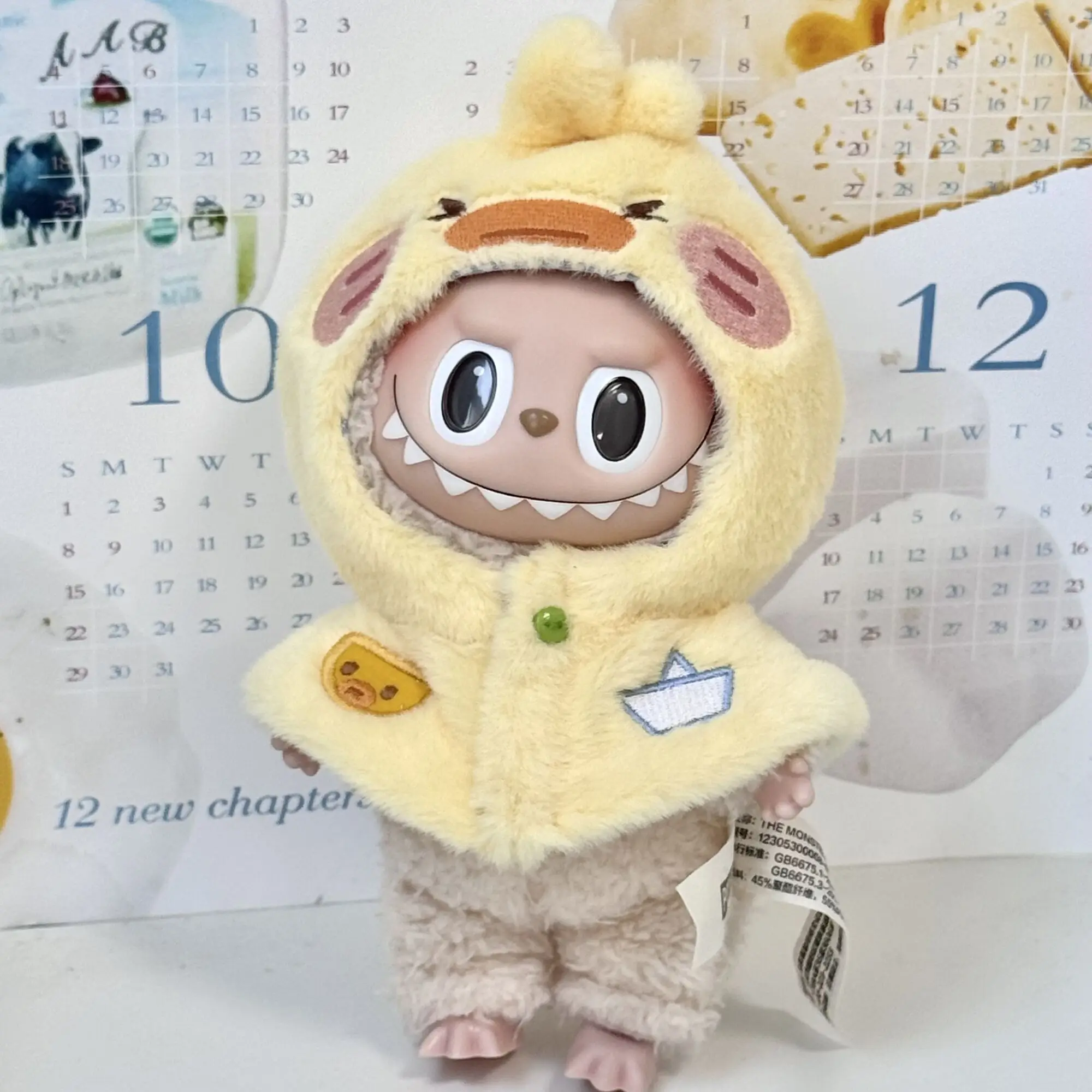 Ropa de muñeca de algodón con capa de animal pequeño, muñeco de peluche labubu, artículo de ropa de pato Koala, 10cm