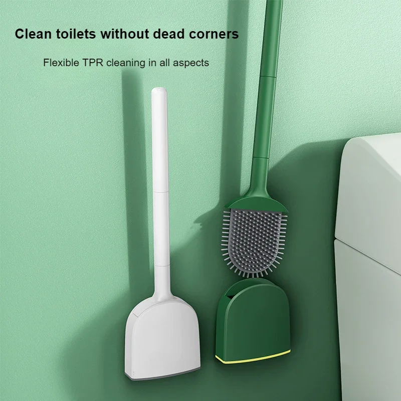 Xiaomi Youpin Hanging TPR Silicone Toilet Brush Cleaner With Long Handle Flexible Cleaner Bathroom Brush Quick Drying Holder Set