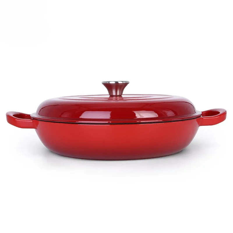 11pcs Kitchen Cooking Tools Seafood Saucepan Red Enameled Cast Iron Soup Pot Casserole With Lid