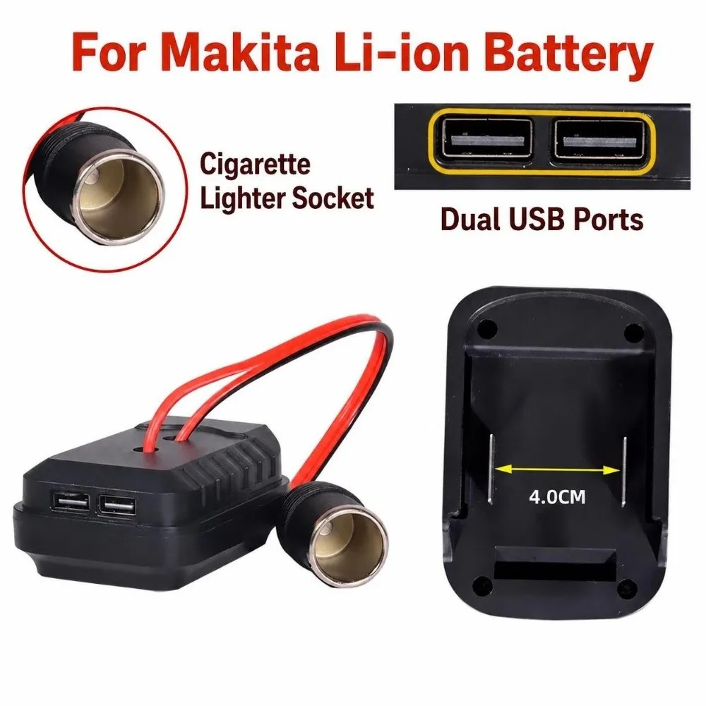 Dual USB Port Lithium Battery Converter Power Output Port Wired Connection Battery Power Adapter for Makita for Dayi